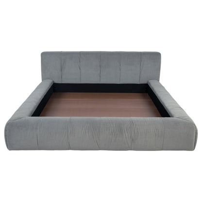 Cama de plataforma tapizada Wilshire gris