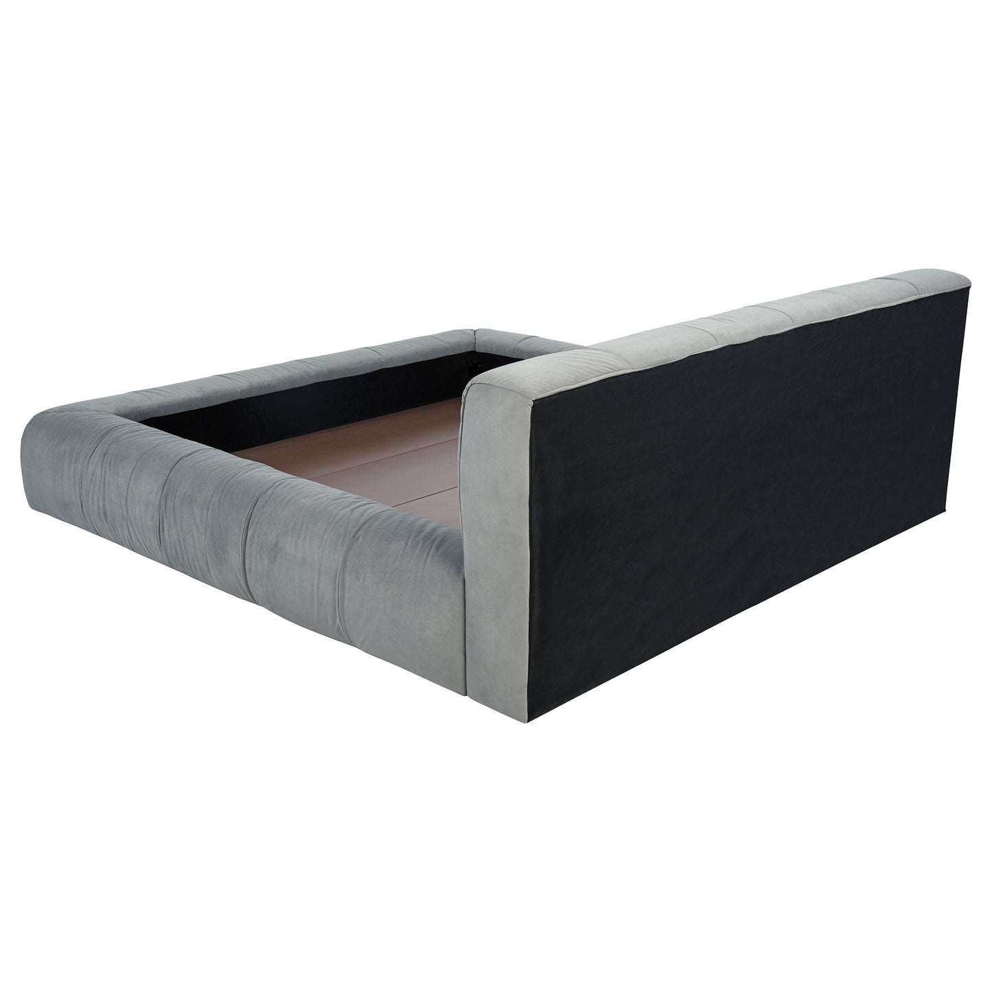Cama de plataforma tapizada Wilshire gris