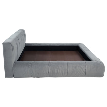Cama de plataforma tapizada Wilshire gris