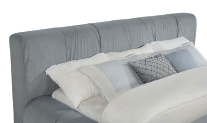 Cama de plataforma tapizada Wilshire gris