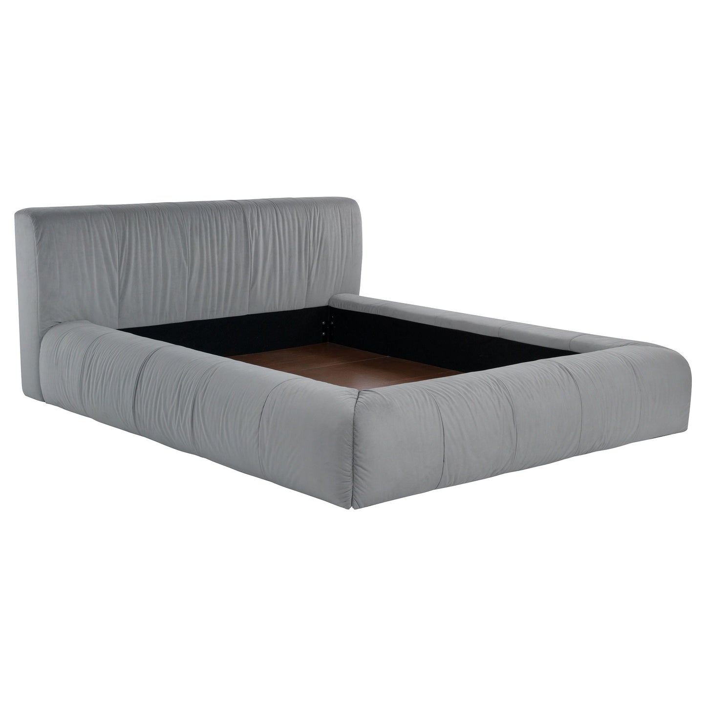 Cama de plataforma tapizada Wilshire gris