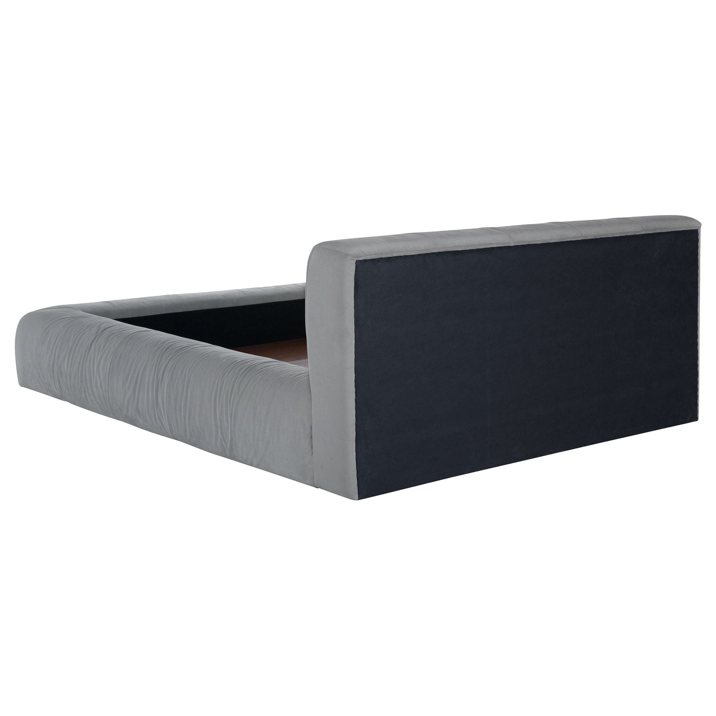 Cama de plataforma tapizada Wilshire gris