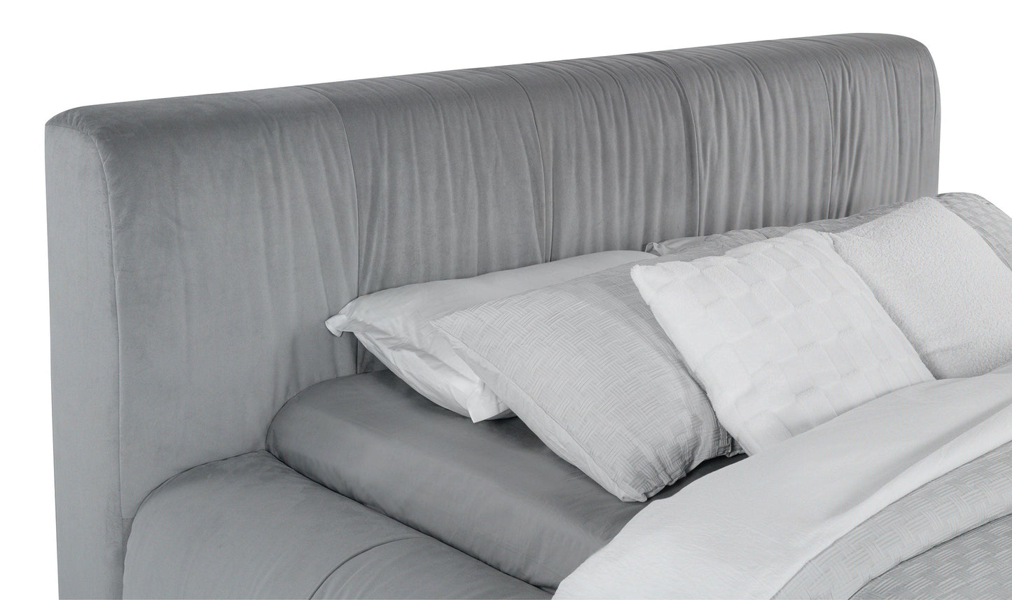 Cama de plataforma tapizada Wilshire gris