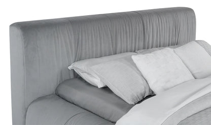 Cama de plataforma tapizada Wilshire gris