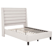 Leslie Upholstered Tufted Full Wingback Platform Bed Beige