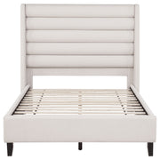 Leslie Upholstered Tufted Full Wingback Platform Bed Beige