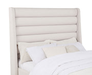 Leslie Upholstered Tufted Full Wingback Platform Bed Beige