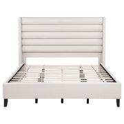 Leslie Upholstered Tufted California King Wingback Platform Bed Beige