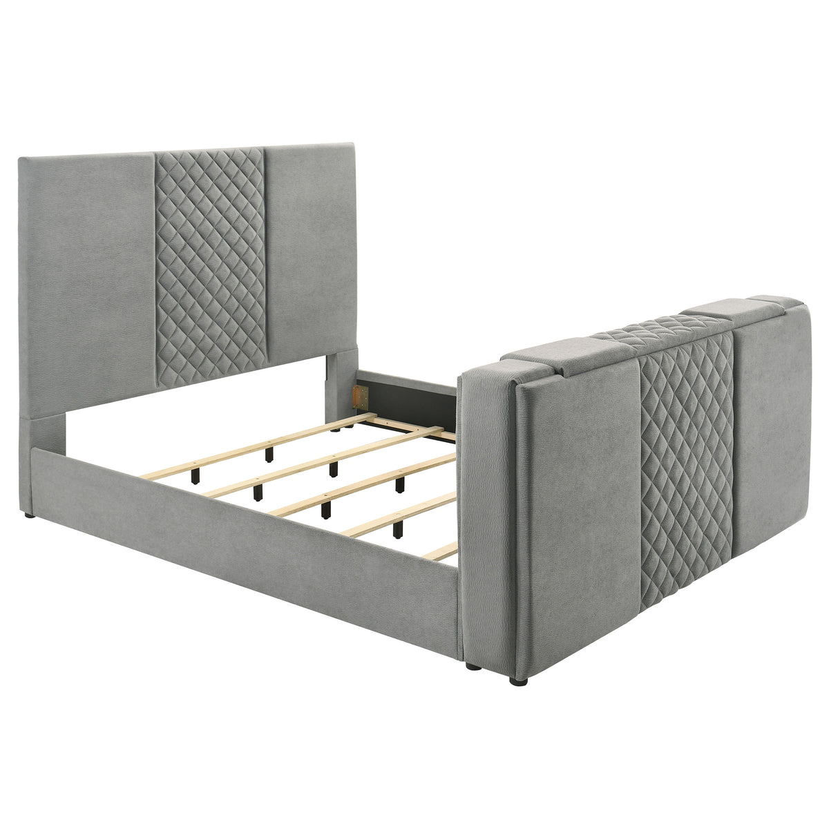 Tara 61-inch Upholstered  Panel TV Bed Grey