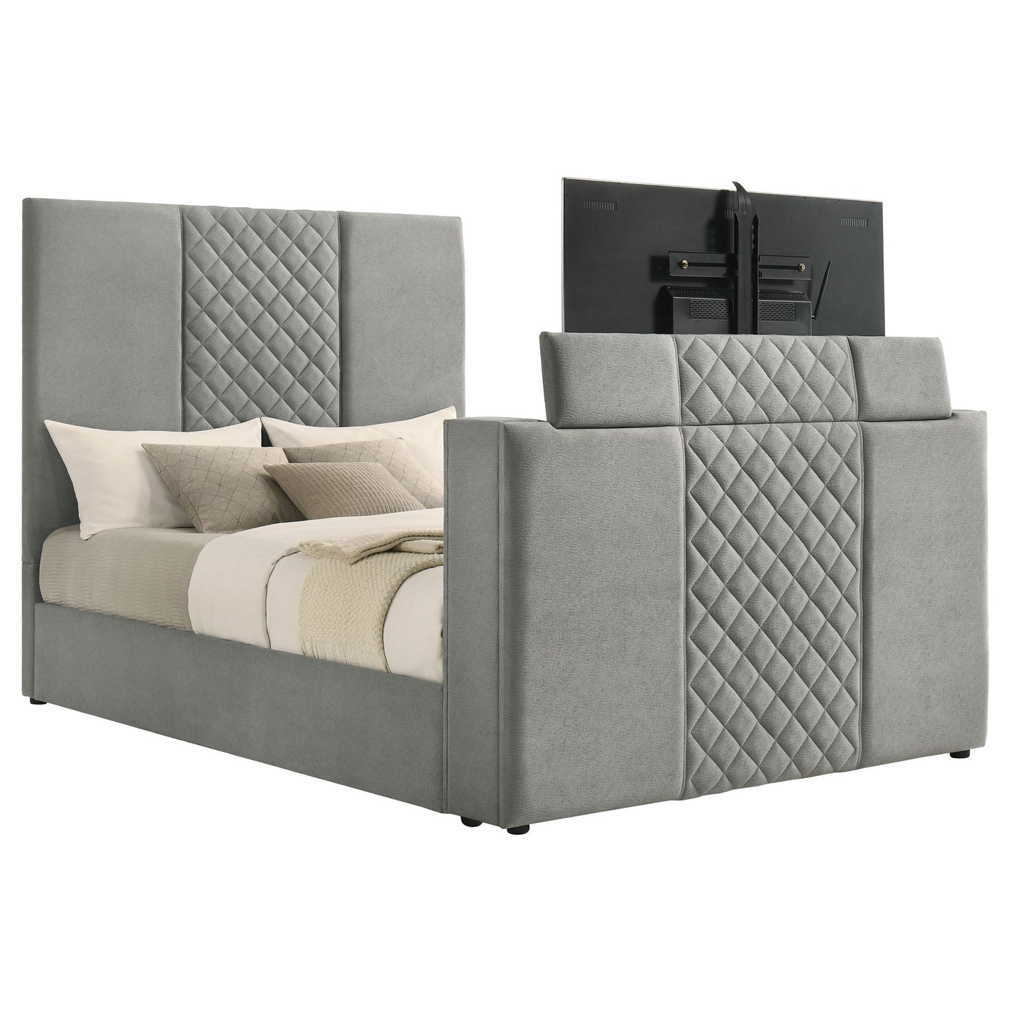 Tara 61-inch Upholstered  Panel TV Bed Grey
