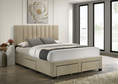 Wheatland 4-drawer Upholstered Storage Bed Light Brown