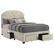 Marianna 4-drawer Upholstered Storage Bed Cream