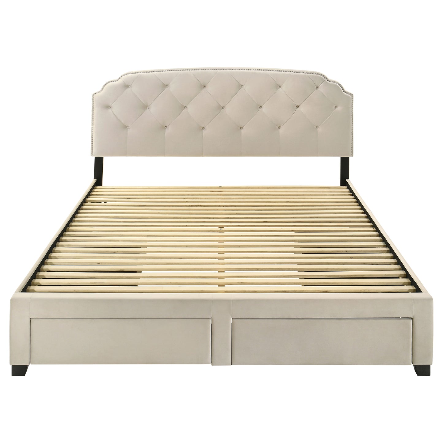 Marianna 4-drawer Upholstered Storage Bed Cream