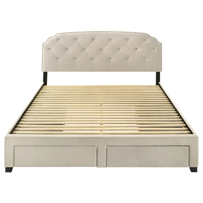 Marianna 4-drawer Upholstered Storage Bed Cream