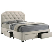 Marianna 4-drawer Upholstered Storage Bed Cream