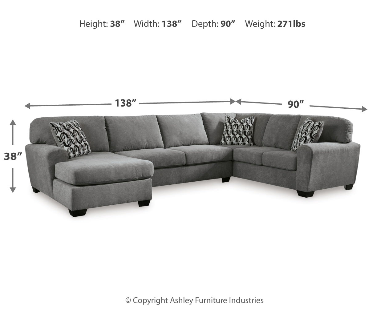 Birkdale Court 3-Piece Sectional with Chaise