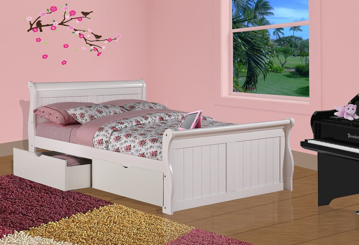Cama de trineo blanca