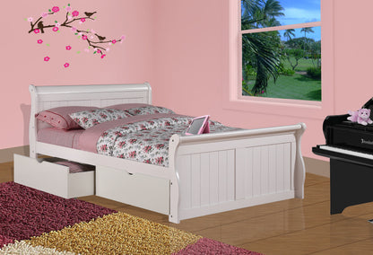 Cama de trineo blanca
