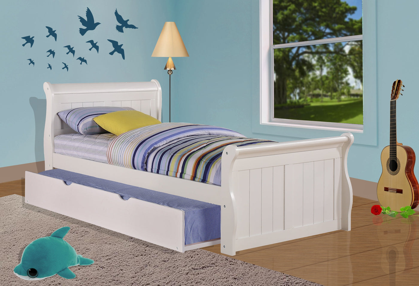 White Sleigh Bed