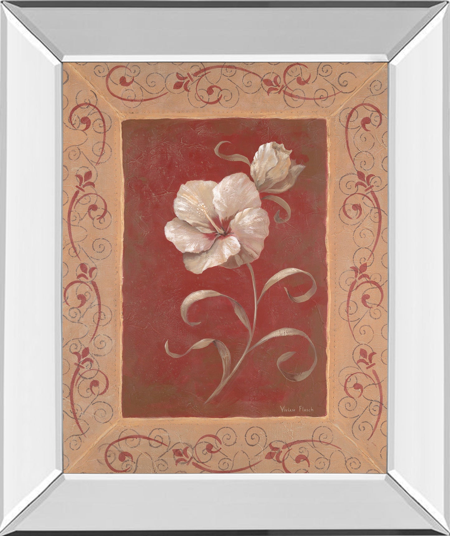 Mirrored Frame Amanda'S Hibiscus By Vivian Flasch