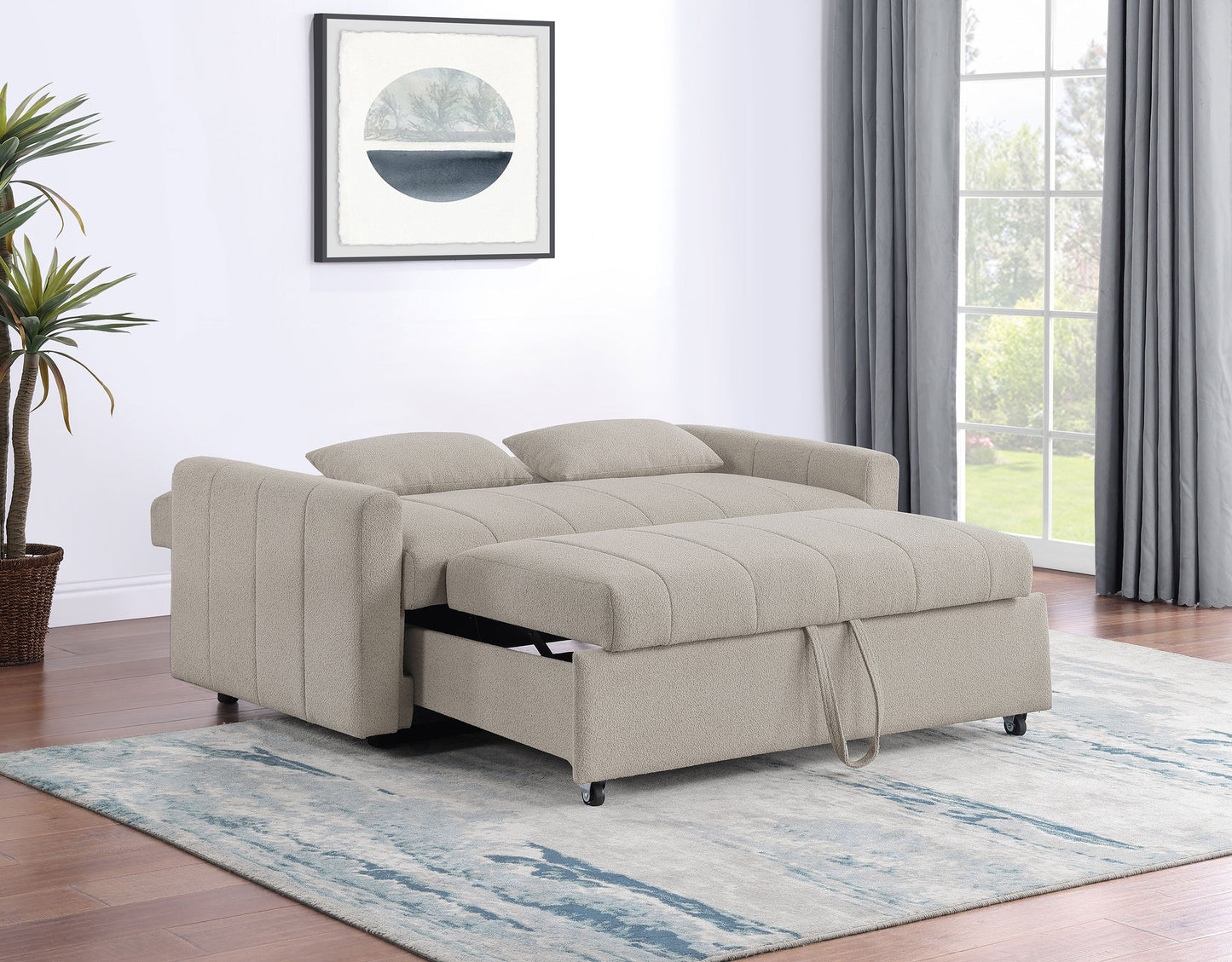 Portland Boucle Upholstered Sleeper Sofa Bed Copper