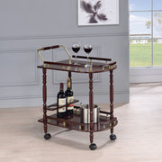 Carrito de bar rectangular de madera de dos niveles Palmer Merlot