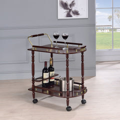 Carrito de bar rectangular de madera de dos niveles Palmer Merlot