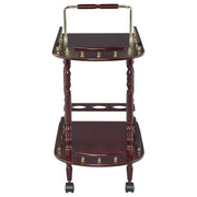 Carrito de bar rectangular de madera de dos niveles Palmer Merlot