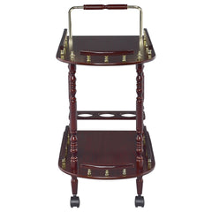 Carrito de bar rectangular de madera de dos niveles Palmer Merlot