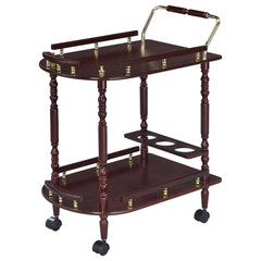 Carrito de bar rectangular de madera de dos niveles Palmer Merlot