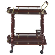 Carrito de bar rectangular de madera de dos niveles Palmer Merlot