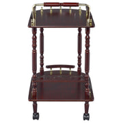 Carrito de bar rectangular de madera de dos niveles Palmer Merlot