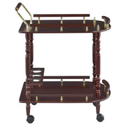 Carrito de bar rectangular de madera de dos niveles Palmer Merlot