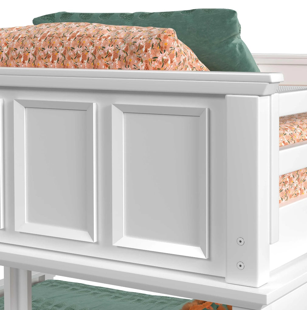 Hampton Kids Twin Over Full Loft Ladder & Desk with Speaker - White