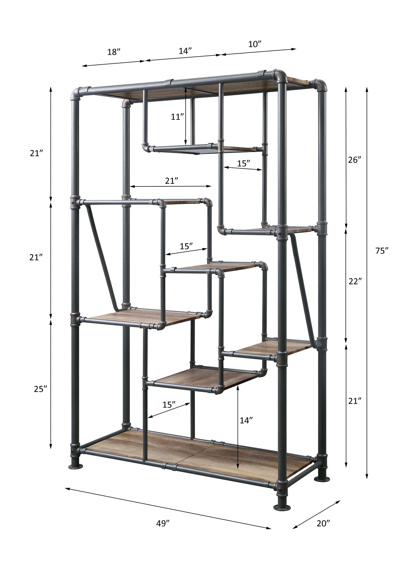 Brantley 75"H x 49"W Etagere Bookshelf