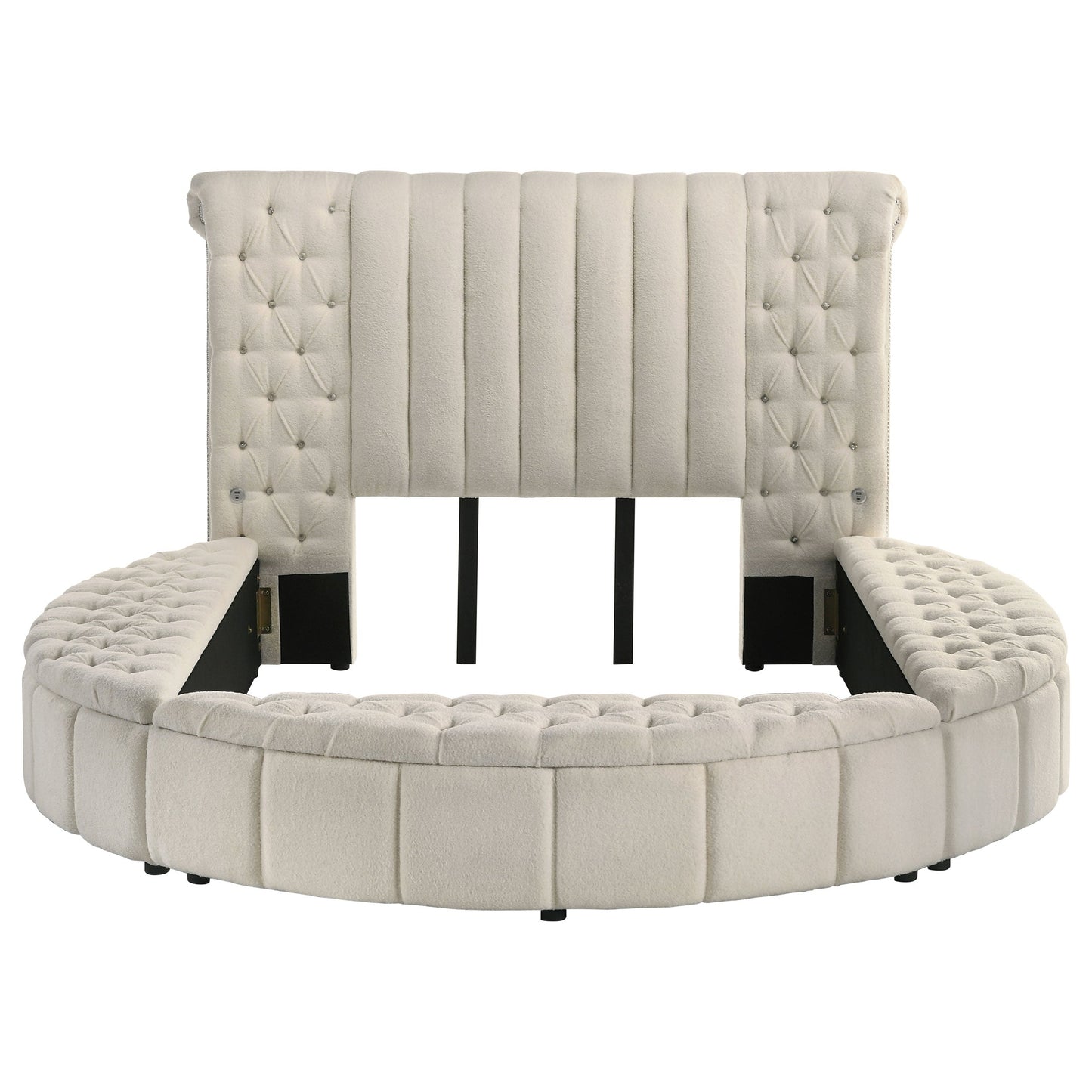 Sonya Upholstered Round Storage Bed Ivory