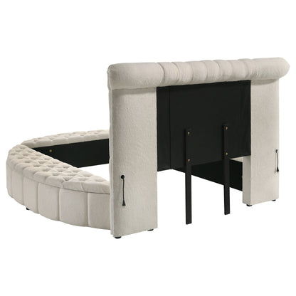 Sonya Upholstered Round Storage Bed Ivory