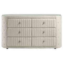 Sonya 6-drawer Upholstered Bedroom Dresser Ivory