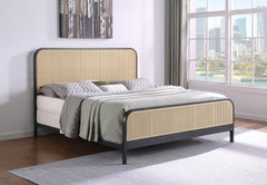 Cama de metal con estructura de caña abierta Lanewood, color negro