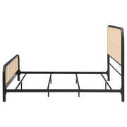 Cama de metal con estructura de caña abierta Lanewood, color negro