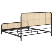 Cama de metal con estructura de caña abierta Lanewood, color negro