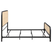 Cama de metal con estructura de caña abierta Lanewood, color negro