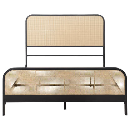 Cama de metal con estructura de caña abierta Lanewood, color negro