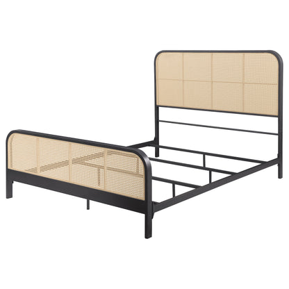 Cama de metal con estructura de caña abierta Lanewood, color negro
