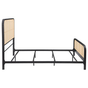 Cama de metal con estructura de caña abierta Lanewood, color negro