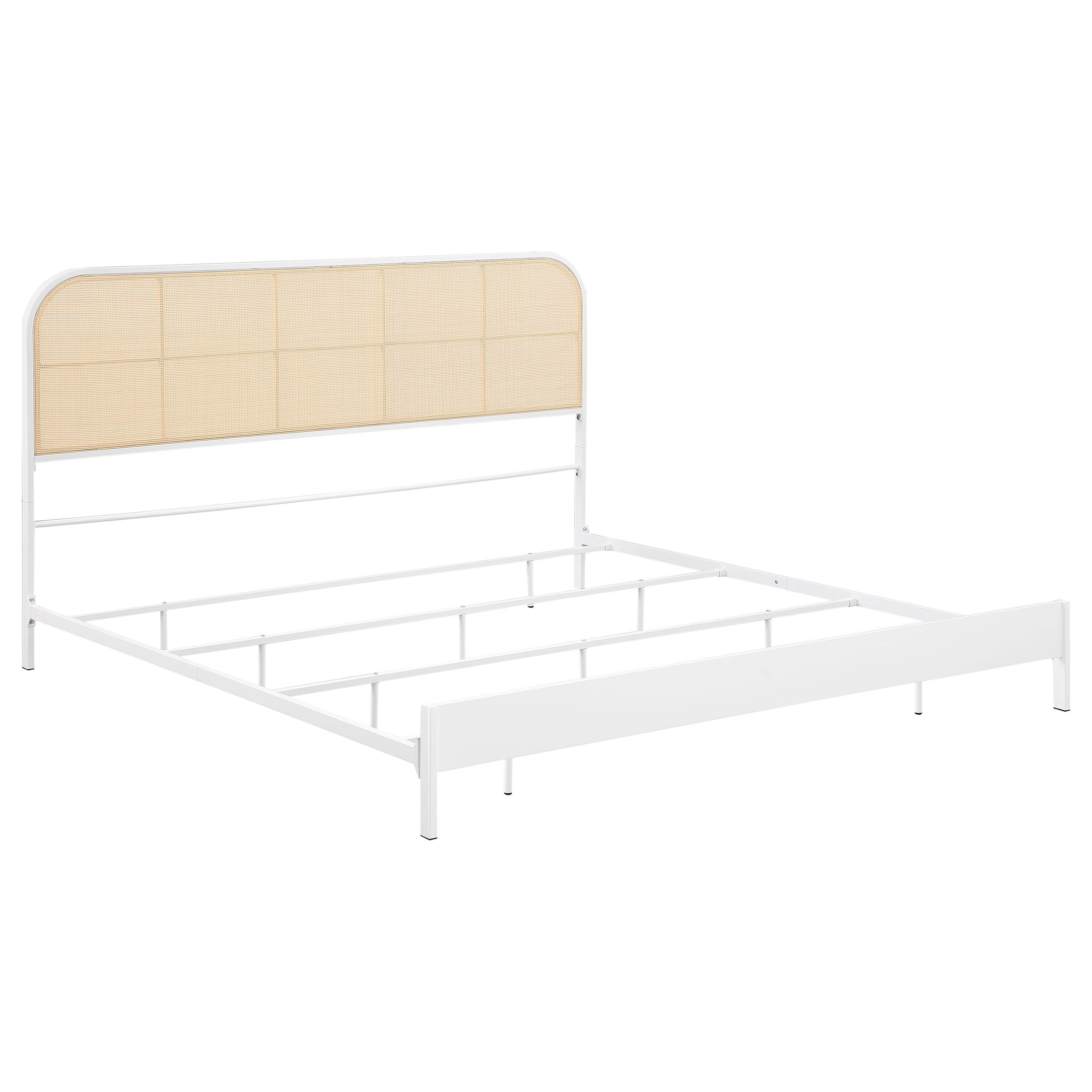 Amherst Radio Weave Rattan Metal Eastern King Bed White