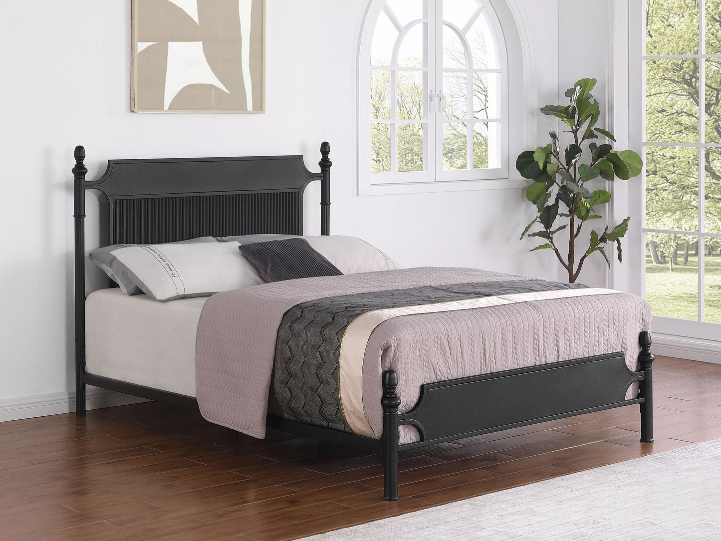 Cameron 51-inch Metal Panel Bed Black
