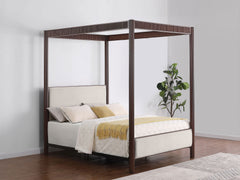 Cama con dosel de metal Zimmerlee de 89 pulgadas, color marrón óxido