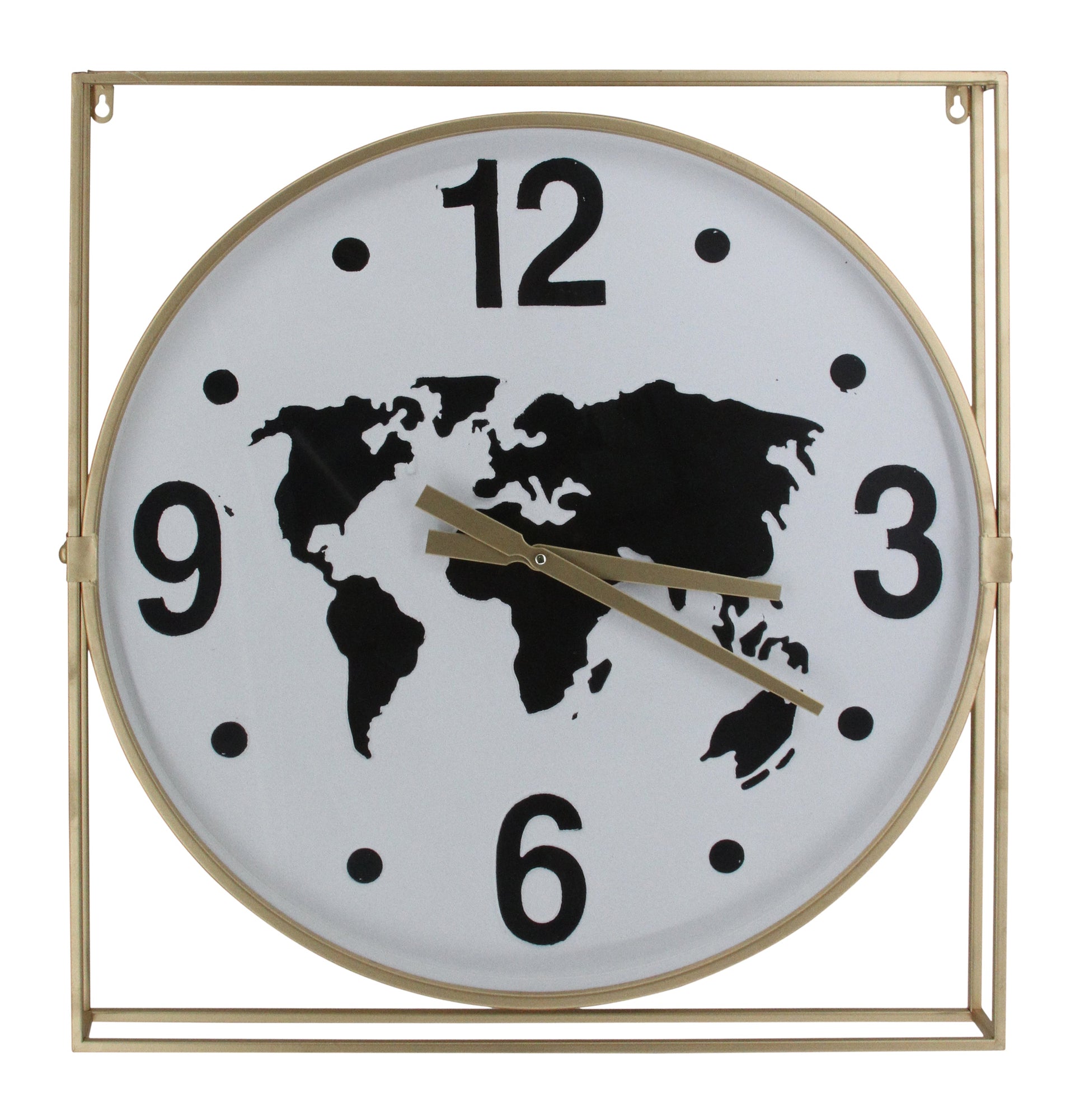''World Map Clock'' Metal Wall Art