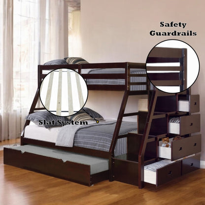 Litera para adolescentes Jason (T/F) con cama nido y espacio de almacenamiento